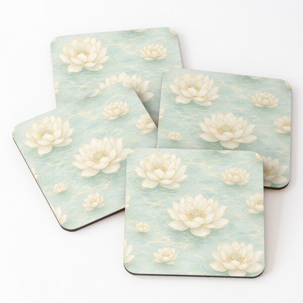 Item preview, Korean White Lotus Pond Watercolor Seamless Pattern designed and sold by lita-lilith.