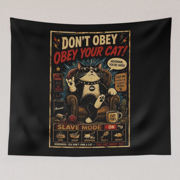 Item preview, Boss Cat House Rules Vintage Funny Pet Owner Humor Poster designed and sold by Modaozushi216.