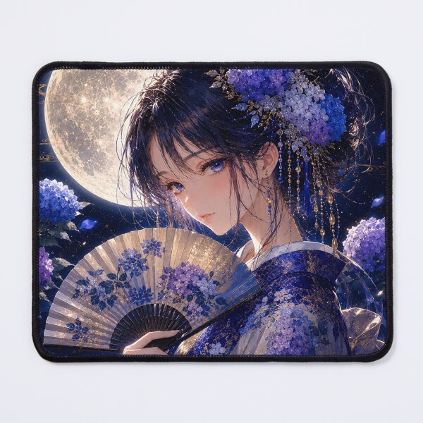 Item preview, Moonlit Hydrangea Maiden | Japanese Fantasy Art designed and sold by KawaiiLabo.