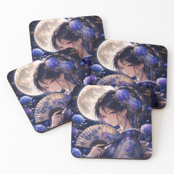 Item preview, Moonlit Hydrangea Maiden | Japanese Fantasy Art designed and sold by KawaiiLabo.