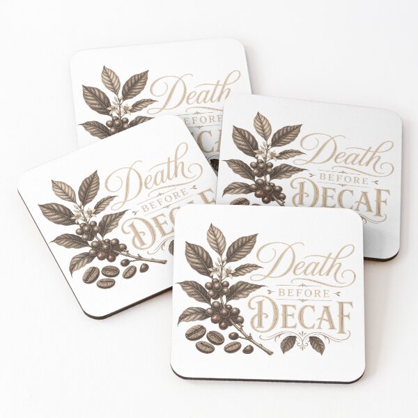 Item preview, Death Before Decaf Coffee Lover Botanical Art designed and sold by PlushFutura.