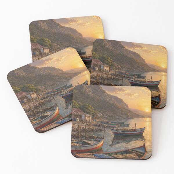 Item preview, Sunset Over Haitian Boats designed and sold by BrickByDream.