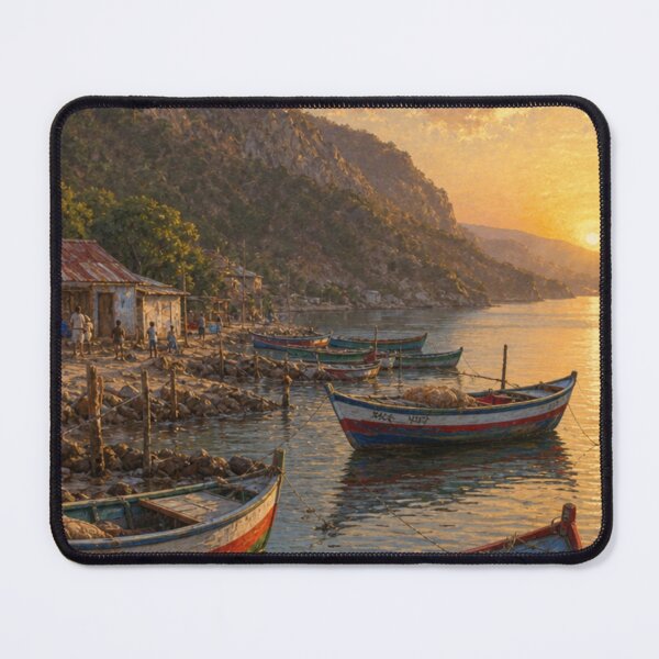 Item preview, Sunset Over Haitian Boats designed and sold by BrickByDream.