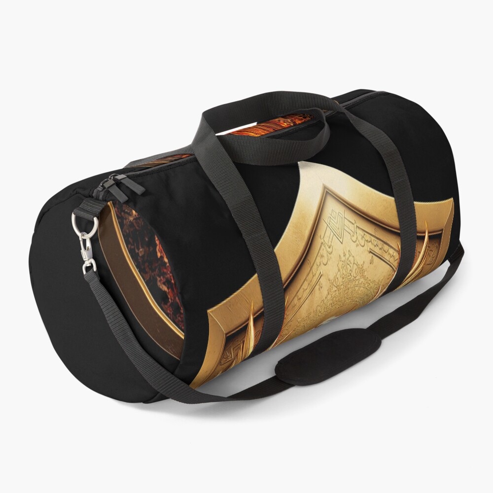 Golden Phoenix Crest Shield Fantasy Emblem on a duffle bag