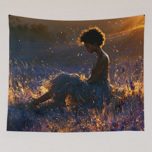 Item preview, Black Woman Lavender Field Art | African American Wall Decor | Sunset Portrait designed and sold by GSizzle1.