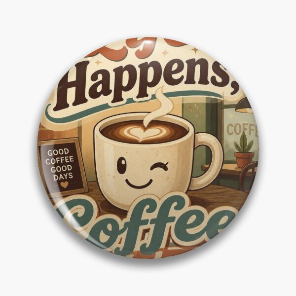 Item preview, "Life Happens, Coffee Helps" Retro Vintage Coffee Shop Sticker Design designed and sold by redblink store.