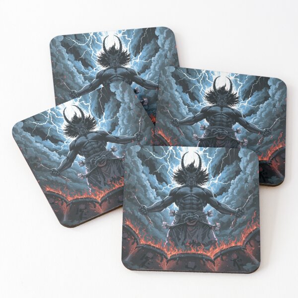 Item preview, Raijin Thunder God — Japanese Mythology Art Print designed and sold by Tokyo Neo Noir Collective .