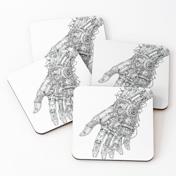 Item preview, Cybernetic Anatomy Hand Line Art | Biomechanical Human Machine Illustration | Steampunk Mechanical Sketch Design designed and sold by PixPixari.