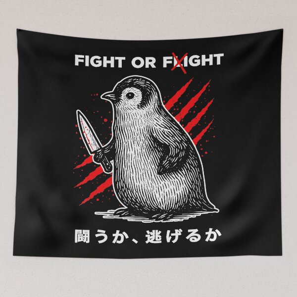 Item preview, Fight Or Flight Penguin Dark Humor Japanese Manga designed and sold by titanlevi.