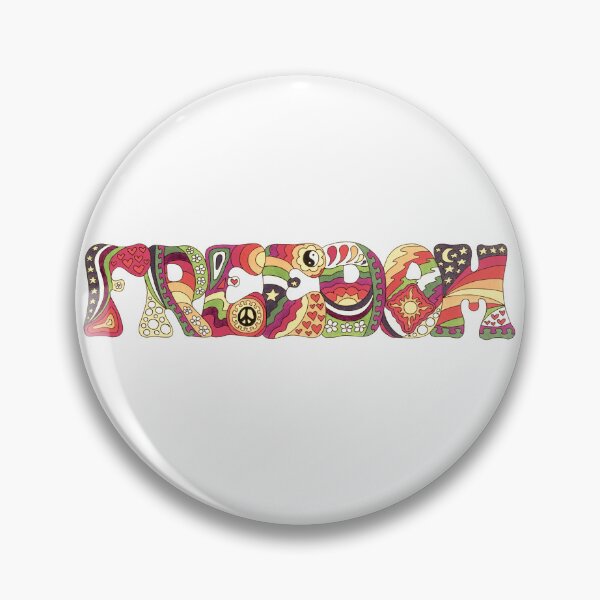 Item preview, Vintage Psychedelic Freedom Art White – Retro Hippie Rainbow Groovy Peace Design designed and sold by Kellie Espie Art.
