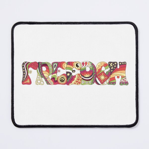 Item preview, Vintage Psychedelic Freedom Art White – Retro Hippie Rainbow Groovy Peace Design designed and sold by Kellie Espie Art.
