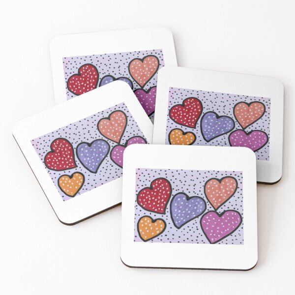 Item preview, Colorful Polka Dot Hearts – Hand-Drawn Pop Art Heart Pattern on Dotted Background designed and sold by M1234s.
