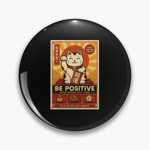 Item preview, Lucky Maneki Neko Be Positive Retro Japanese Inspiration Poster designed and sold by eliramaison.