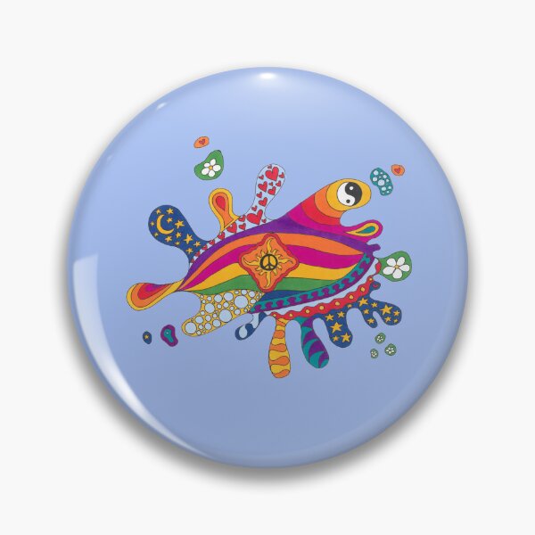 Item preview, Psychedelic Splat Art Blue– Retro Hippie Rainbow Groovy Peace Design designed and sold by Kellie Espie Art.