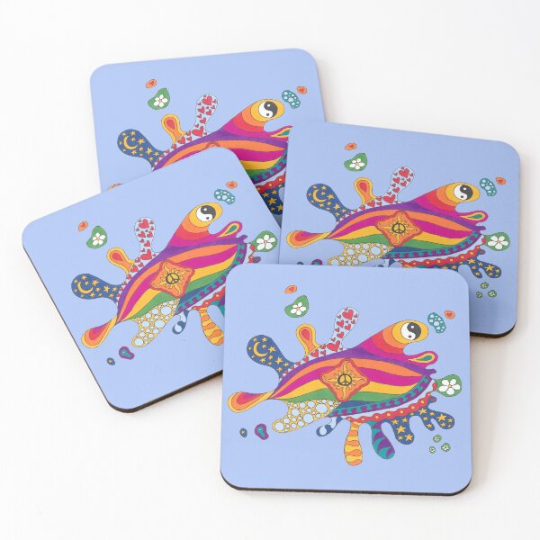 Item preview, Psychedelic Splat Art Blue– Retro Hippie Rainbow Groovy Peace Design designed and sold by Kellie Espie Art.