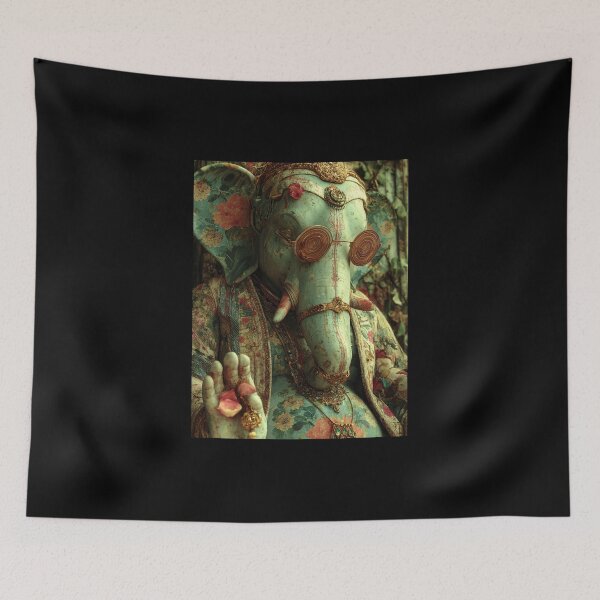 Item preview, Ganesha Flower Fabric Vision Vintage Ceramic Pop Surrealism designed and sold by PANNARUK THAILAND.