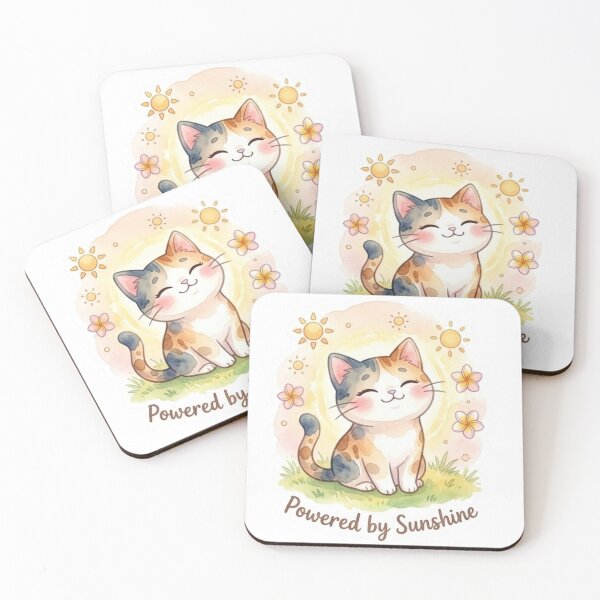 Item preview, Powered by Sunshine | Cute Tropical Happy Cat Lani Sticker designed and sold by LaniDigitalNook.
