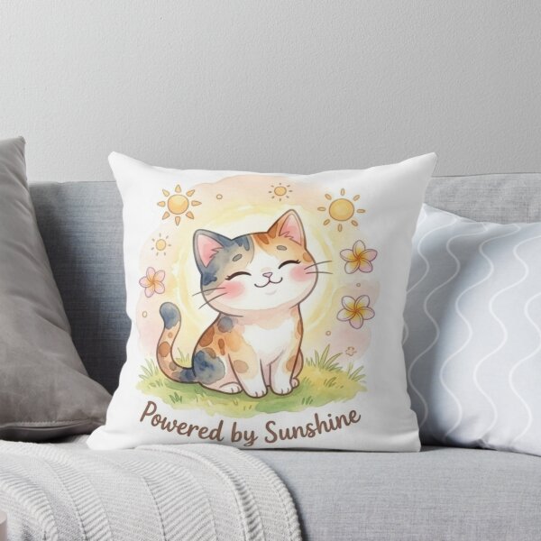 Item preview, Powered by Sunshine | Cute Tropical Happy Cat Lani Sticker designed and sold by LaniDigitalNook.