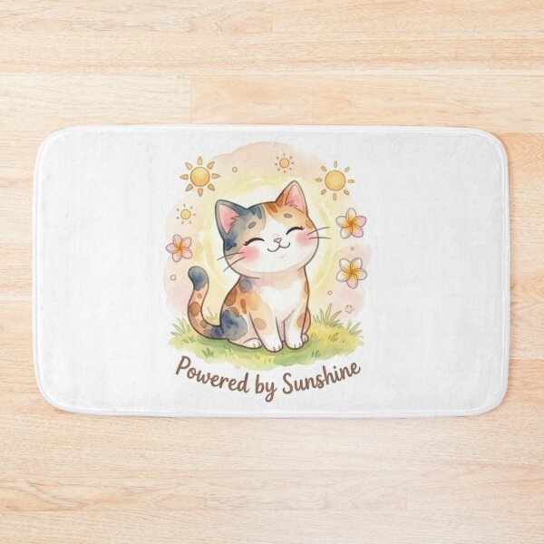 Item preview, Powered by Sunshine | Cute Tropical Happy Cat Lani Sticker designed and sold by LaniDigitalNook.