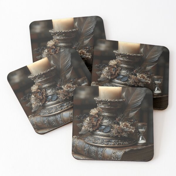 Item preview, Dark Academia Candle Print, Burning Candle Ancient Books Wall Art, Moody Victorian Candlelight Decor designed and sold by ObscuraWallArt.