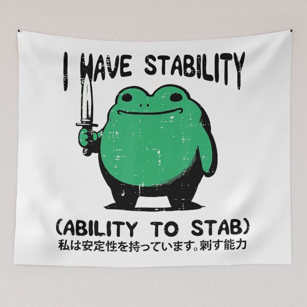 Item preview, Chaotic Frog With Knife Meme Art Calm Outside Questionable Energy designed and sold by titanlevi.