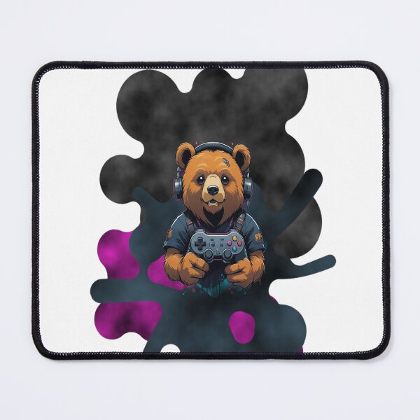Item preview, Cute Gamer Bear Mascot Graphic Pink Smoke Background designed and sold by Animalloveus.