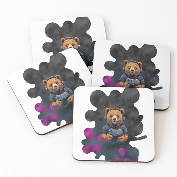 Item preview, Cute Gamer Bear Mascot Graphic Pink Smoke Background designed and sold by Animalloveus.