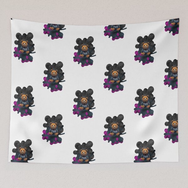 Item preview, Cute Gamer Bear Mascot Graphic Pink Smoke Background designed and sold by Animalloveus.
