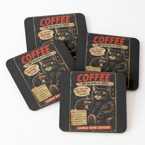 Item preview, Funny Coffee Cat Vintage Poster Style Caffeine Humor designed and sold by Modaozushi216.