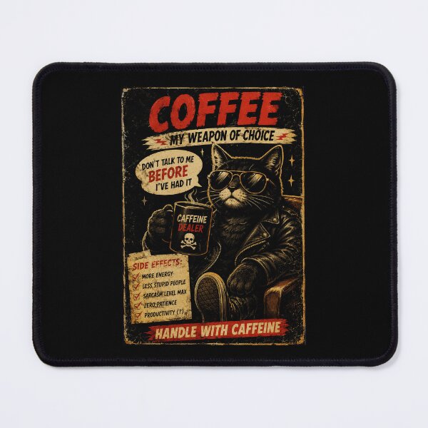 Item preview, Funny Coffee Cat Vintage Poster Style Caffeine Humor designed and sold by Modaozushi216.