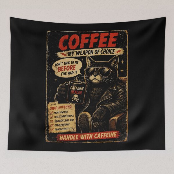 Item preview, Funny Coffee Cat Vintage Poster Style Caffeine Humor designed and sold by Modaozushi216.