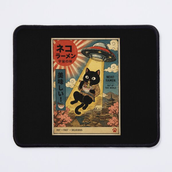 Item preview, Retro Cat Ramen UFO Poster With Vintage Japanese Street Mood designed and sold by eliramaison.