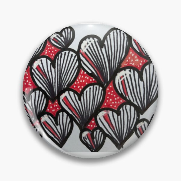 Item preview, Zebra Hearts – Hand-Drawn Black and White Striped Heart Pattern with Red Accents designed and sold by M1234s.