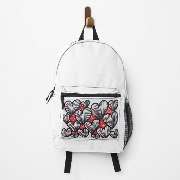 Item preview, Zebra Hearts – Hand-Drawn Black and White Striped Heart Pattern with Red Accents designed and sold by M1234s.