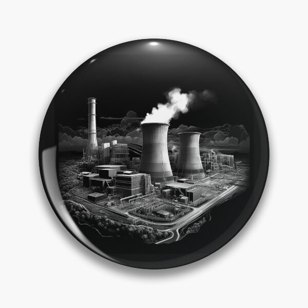 Item preview, Monochrome Industrial Power Plant Illustration designed and sold by inkoutninja.