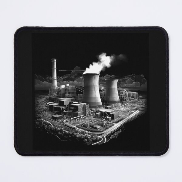 Item preview, Monochrome Industrial Power Plant Illustration designed and sold by inkoutninja.