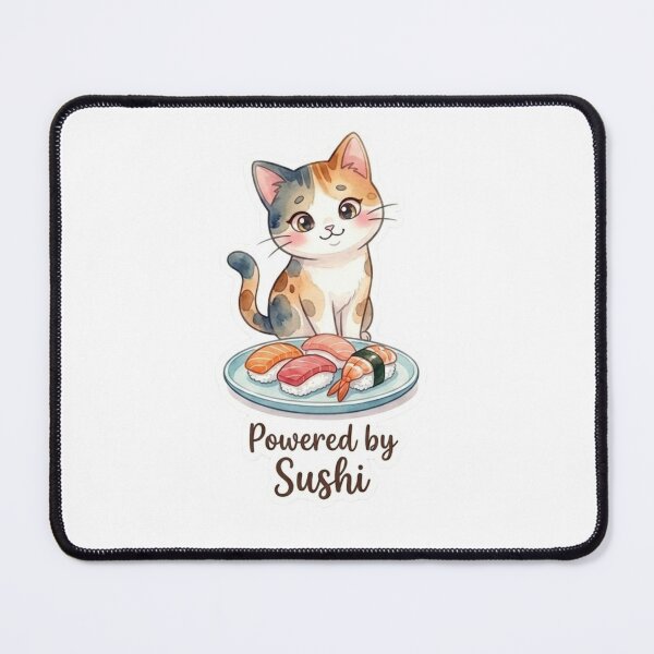 Item preview, Powered by Sushi | Cute Hawaiian Japanese Cat Lani Sticker designed and sold by LaniDigitalNook.