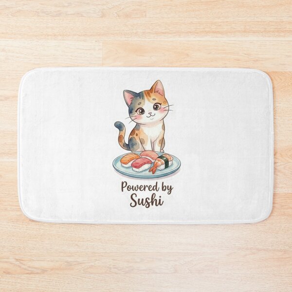 Item preview, Powered by Sushi | Cute Hawaiian Japanese Cat Lani Sticker designed and sold by LaniDigitalNook.