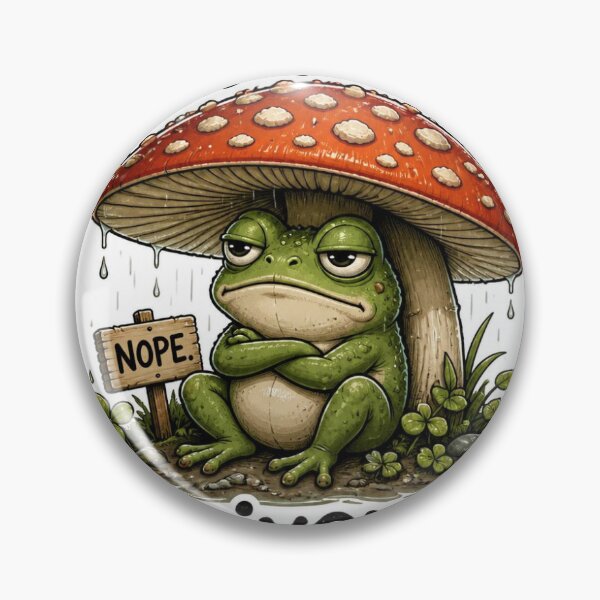 Item preview, "Not Today, Universe" Grumpy Frog Under Mushroom Funny Sticker Design designed and sold by redblink store.