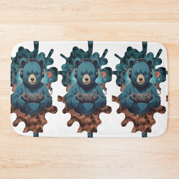 Artikelvorschau, Niedlicher blauer Bär als Gamer-Maskottchen-Controller-Grafikhintergrund entworfen und verkauft von Animalloveus.