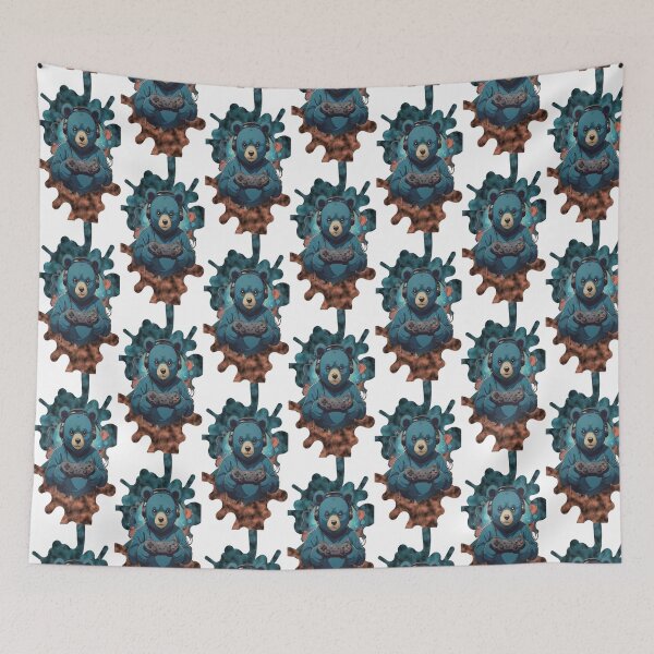 Item preview, Cute Blue Bear Gamer Mascot Controller Graphic Background designed and sold by Animalloveus.