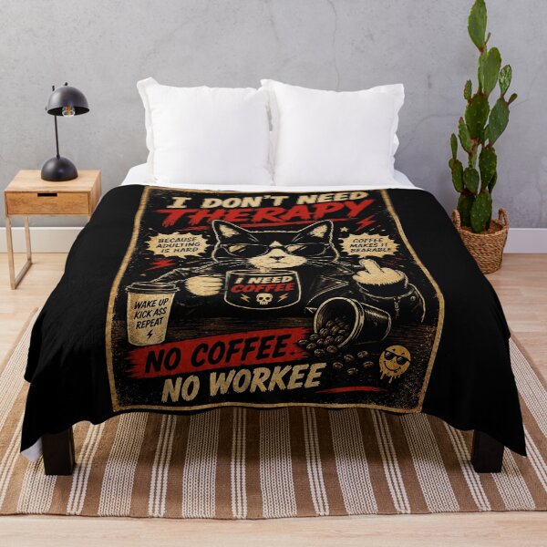 Item preview, Grumpy Coffee Cat Vintage Humor Art For Surviving Adult Life designed and sold by Modaozushi216.