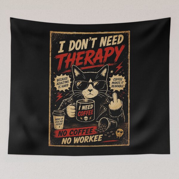 Item preview, Grumpy Coffee Cat Vintage Humor Art For Surviving Adult Life designed and sold by Modaozushi216.