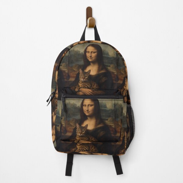 Item preview, Mona Lisa and Bengal Cat Painting - Funny Renaissance Parody Painting designed and sold by merchxwear.
