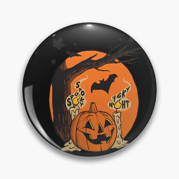 Item preview, Vintage Halloween Moon Bat Pumpkin Scene designed and sold by DoodleVerseDark.
