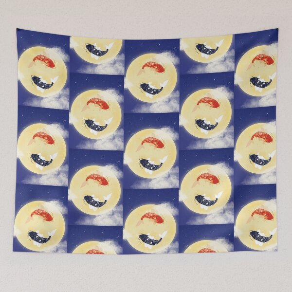 Item preview, Koi Fish in the Moon | Mystical Yin Yang Moonlight Design designed and sold by liveinbeauty.