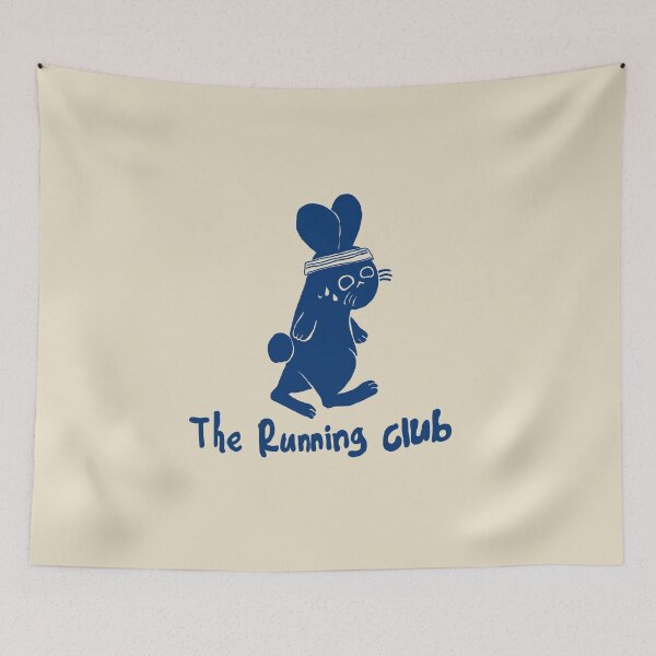 Item preview, Rabbit Running Club Hand Drawn Linocut Illustration designed and sold by RNASstuff.