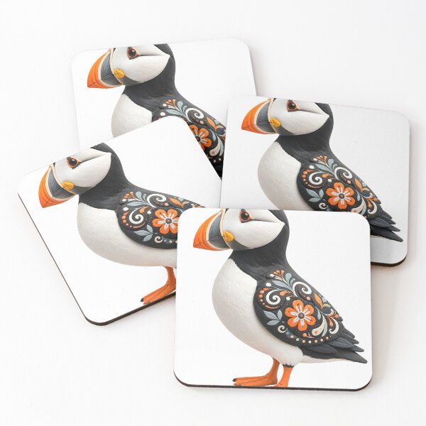 Item preview, Atlantic Puffin Nordic Folk Art 3D Clay Render Illustration designed and sold by LainCellJapan.