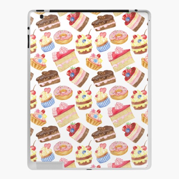 Watercolor sweet cakes, pie, donut iPad Skin