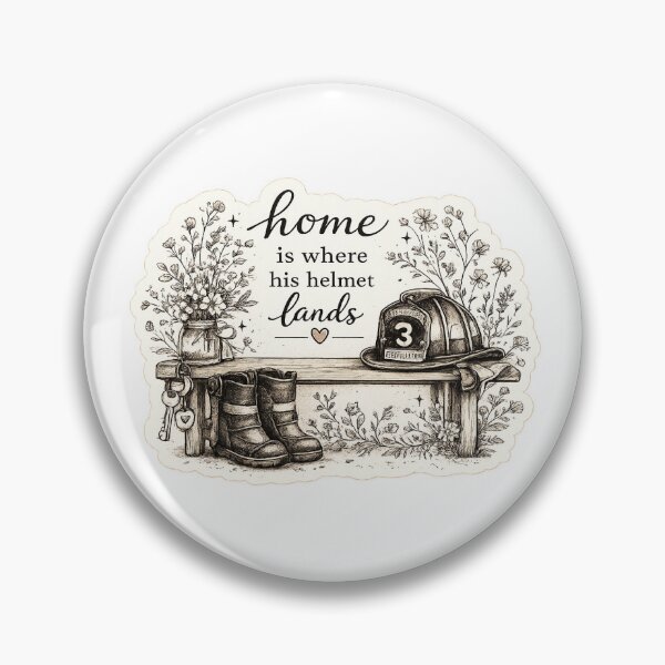 Item preview, Home Is Where His Helmet Lands | Fire Wife Floral Firefighter Sticker designed and sold by Smoke & Wildflowers.
